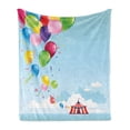 thumbnail image 1 of Circus Soft Flannel Fleece Throw Blanket, Circus Tent and Balloons Clouds Horizon Skyline Fantasy Party Fun Entertainment, Cozy Plush for Indoor and Outdoor Use, 70" x 90", Multicolor, by Ambesonne, 1 of 5
