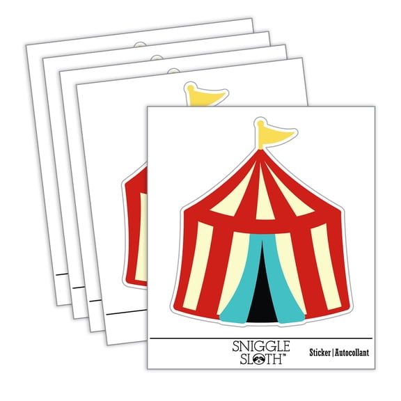 Circus Tent Car Window Bumper Water Bottle Phone Tablet Laptop Waterproof Vinyl Decal Sticker Set 5-Pack - Gloss Finish - 2.0"