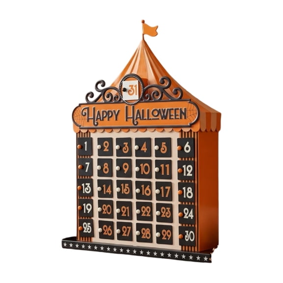 Circus Tent Style Halloween 31 Day Countdown Calendar, Interactive Number Desktop Decoration, Spooky Tabletop Ornament for Home Classroom Party, Reusable Holiday Advent Accent