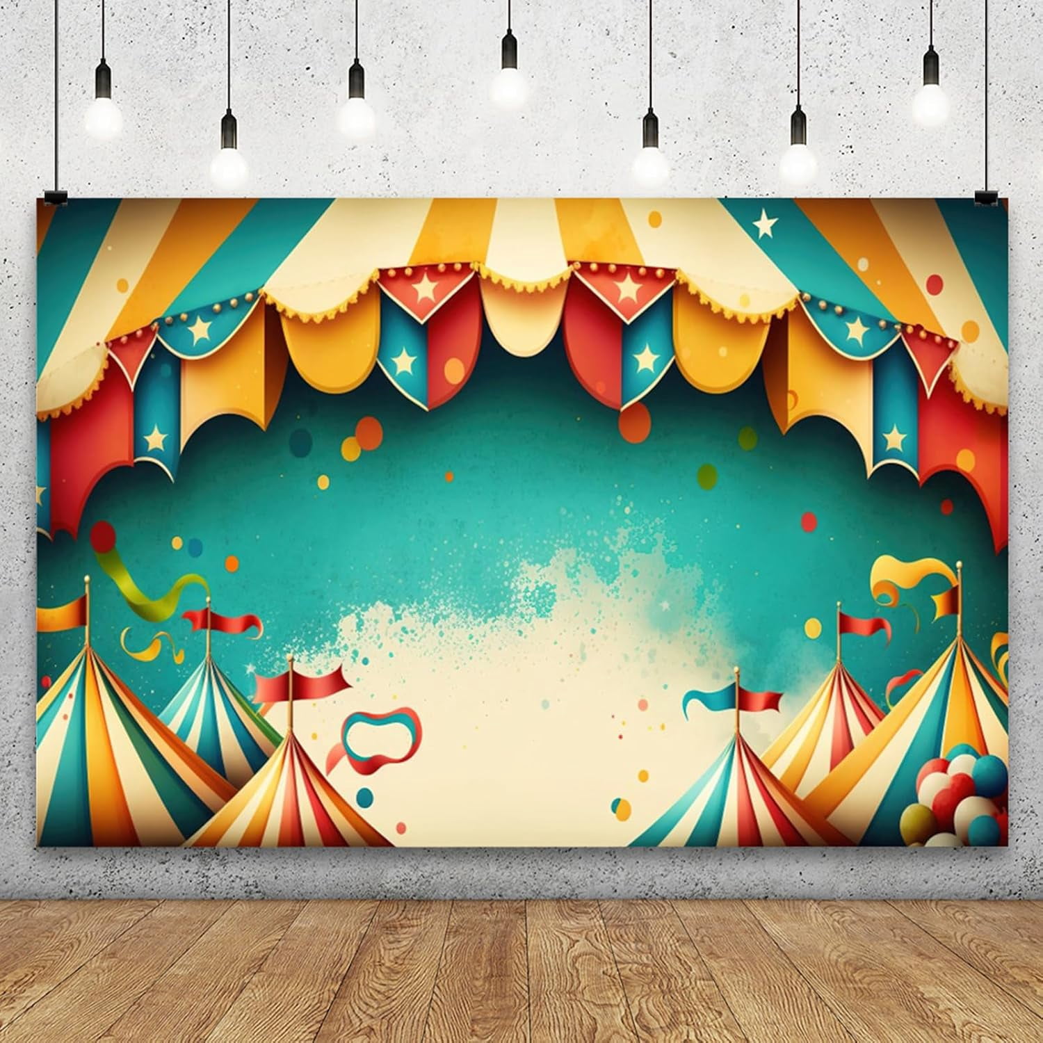 Circus Theme Backdrop Colorful Striped Tent Balloons Baby Shower ...