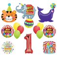 thumbnail image 1 of Circus Theme Big Top 1st Birthday Party Supplies and Balloon Bouquet Decorations Elephant, Tiger and Seal, 1 of 4