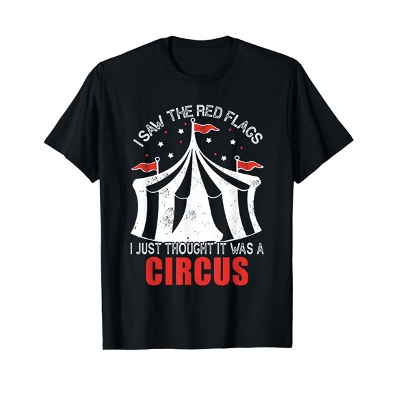 Circus Theme Garden Flag - Black Design with Red Flags and Humorous Text - Double Sided Outdoor Decor