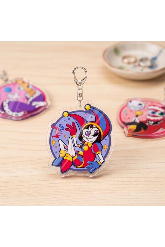 Circus Theme Keychain, TADC, Cute Jester Clown Charm, Cartoon Keyring, Kawaii Bag Pendant, 6 Designs, Birthday Gift, Backpack Charm (1 keychain)