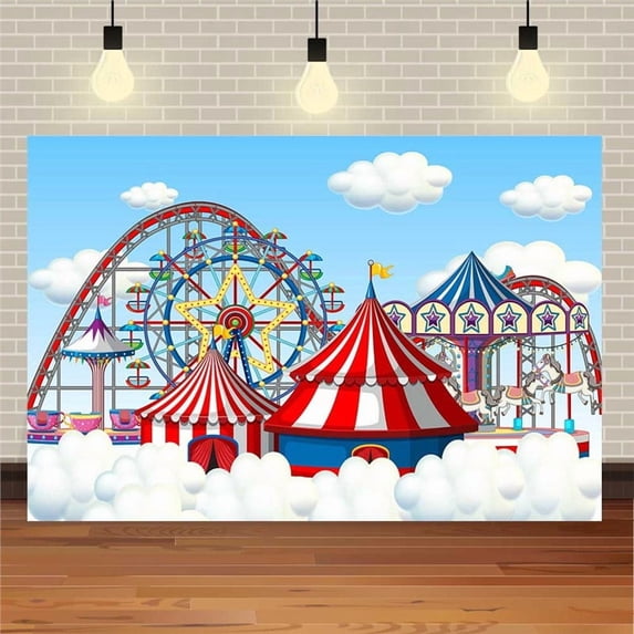 Circus Theme Photography Backdrop Red Tent Curtain Carnival Party Decor Stage Background for Birthday Events Theater Photo Booth Props