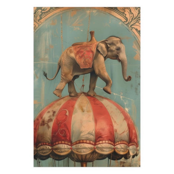 Circus Themed Vintage Elephant Living Room Unique Poster Unframed Paper Print