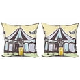thumbnail image 1 of Circus Throw Pillow Cushion Cover Pack of 2, Carnival Scene of a Man with a Tent on the Back Fun Show Time Artwork, Zippered Double-Side Digital Print, 4 Sizes, Cream and Multicolor, by Ambesonne, 1 of 2