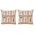 thumbnail image 1 of Ambesonne Vintage Throw Pillow Cover 2 Pack, Circus Acrobats Gymnast, 18", Pink Beige, 1 of 6