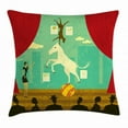 thumbnail image 1 of Circus Throw Pillow Cushion Cover, Circus Show of Pony and Hound Dog with Assistant at Theatre Stage and Audience Theme, Decorative Square Accent Pillow Case, 24 X 24 Inches, Multicolor, by Ambesonne, 1 of 2