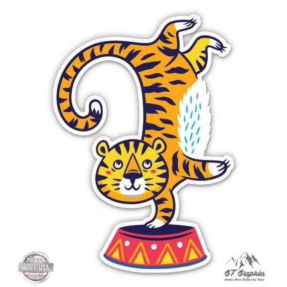 Circus Tiger - 3" Vinyl Sticker - For Car Laptop I-Pad Phone Helmet Hard Hat - Waterproof Decal
