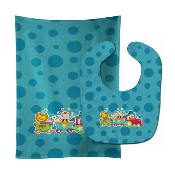 Circus Train Baby Bib and Burp Cloth