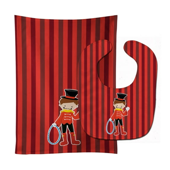 Circus Trainer Baby Bib and Burp Cloth