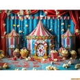 thumbnail image 1 of Circus Tt With Striped Canopy Popcorn Photography Backdrops Balloons Birthday Party r Animal Photo Studio Background SD-04, 1 of 5