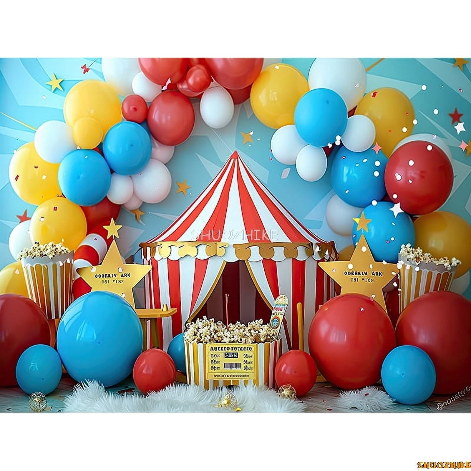 Circus Tt With Striped Canopy Popcorn Photography Backdrops Balloons ...