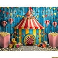 thumbnail image 1 of Circus Tt With Striped Canopy Popcorn Photography Backdrops Balloons Birthday Party r Animal Photo Studio Background SD-07, 1 of 5