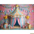 thumbnail image 1 of Circus Tt With Striped Canopy Popcorn Photography Backdrops Balloons Birthday Party r Animal Photo Studio Background SD-08, 1 of 5