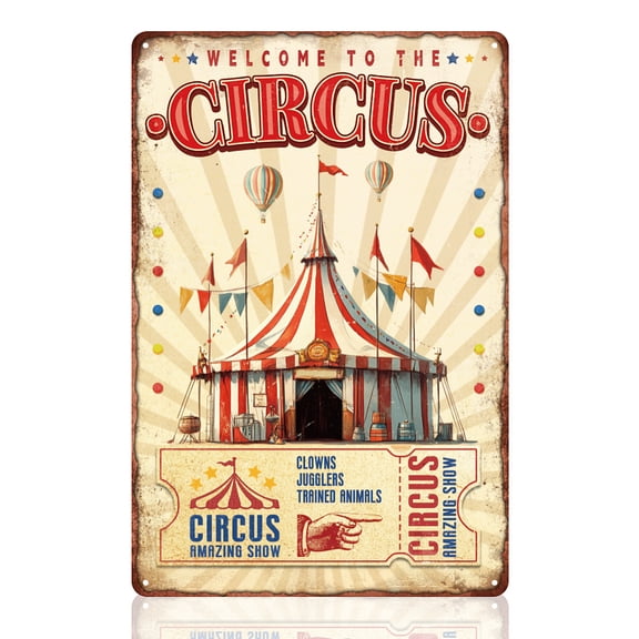 Circus Welcome Sign Circus Amaing Show Decorative Wall Art Decor Vintage Metal Tin Sign Poster for Wall Decoration Gift 8 x 12 InchDIY