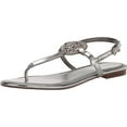 thumbnail image 1 of Circus by Sam Edelman Celia Silver Metallic Adjustable Ankle Strap Thong Sandal (Soft Silver, 5.5), 1 of 6