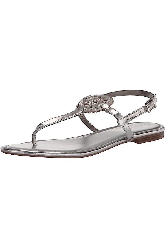Circus by Sam Edelman Celia Silver Metallic Adjustable Ankle Strap Thong Sandal