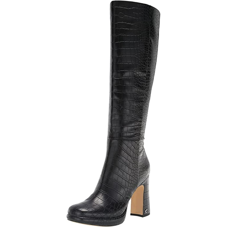 Circus by Sam Edelman Freda Black Croc Print Block Heel Knee High Fashion Boots Black Croc Print 10 Walmart