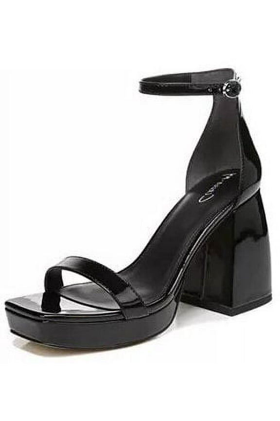 Circus by Sam Edelman Jardine Black Ankle Strap Open Toe Block Heeled Sandals (Black, 7.5)