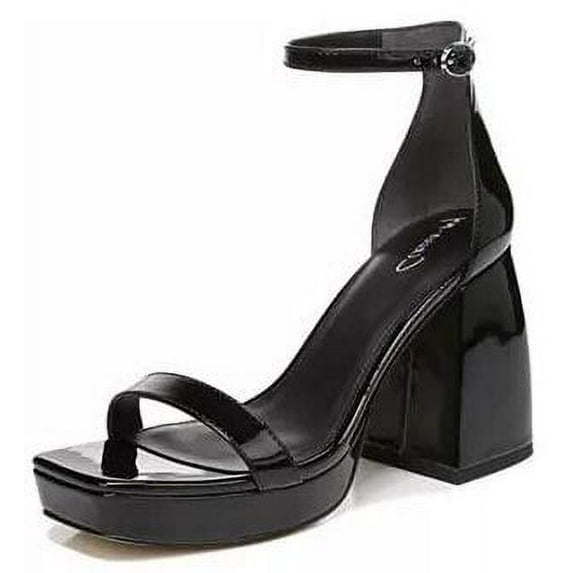Circus by Sam Edelman Jardine Black Ankle Strap Open Toe Block Heeled Sandals (Black, 7)