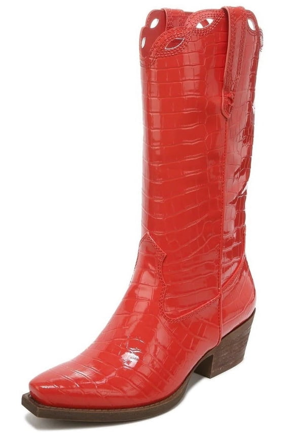 Circus by Sam Edelman Jill Poppy Haze Croc Embossed Mid-Calf Western Boots (POPPY HAZE, 6.5)