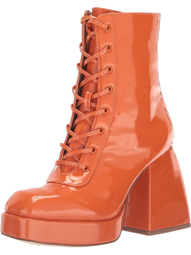 Circus by Sam Edelman Kia Orange Patent Lace Up Round Toe Chunky