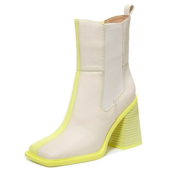 Circus by Sam Edelman Lauren Ivory Citrus Snip-Toe Chelsea Squared Toe Booties (IVORY/CITRUS, 5)