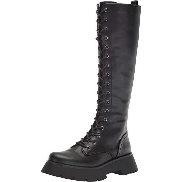 Circus by Sam Edelman Lilah Black Lace Up Rounded Toe Chunky Heel Knee High Boot Black 5 Walmart