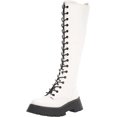 thumbnail image 1 of Circus by Sam Edelman Lilah White Lace Up Rounded Toe Chunky Heel Knee High Boot (White, 13), 1 of 6