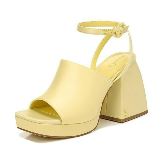 Circus by Sam Edelman Miranda Yellow Ankle Strap Squared Open Toe Heeled Sandals (Yellow, 8.5)