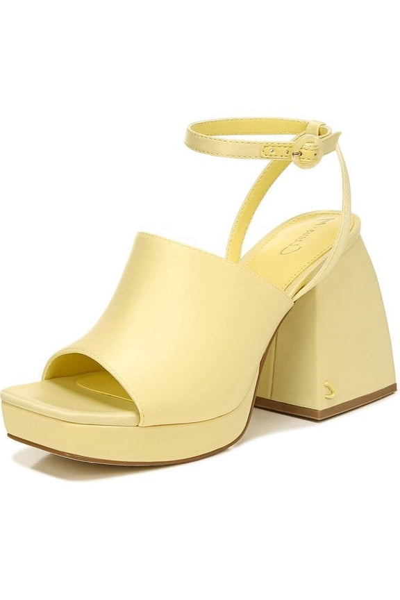Circus by Sam Edelman Miranda Yellow Ankle Strap Squared Open Toe Heeled Sandals (Yellow, 8.5)