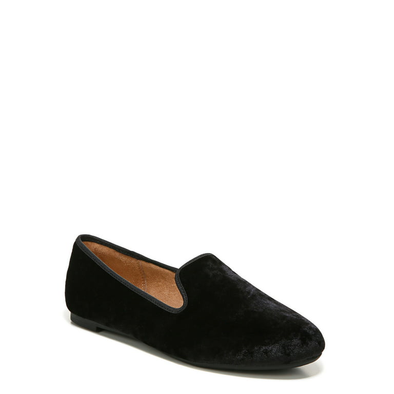womens black velvet loafers