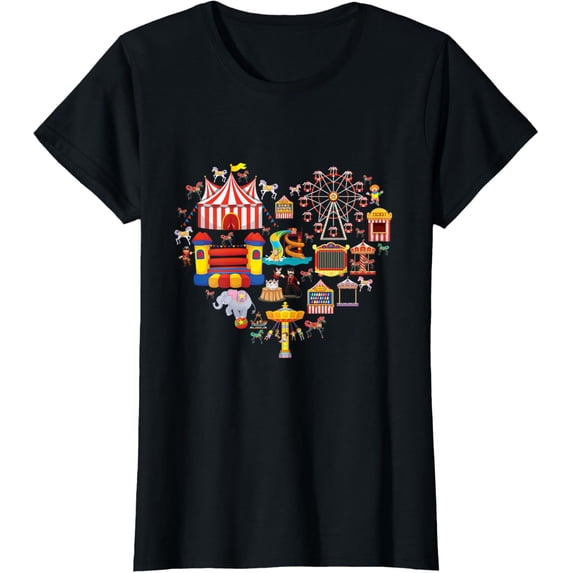 Circus love heart Ringmaster party circus men women kids boy T-ShirtMen and women, Black T-shirt, size: Extra large