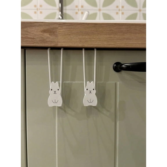 Cirelle No-Drill Rabbit-Shaped Cabinet Hook - Wrought Iron Over-The