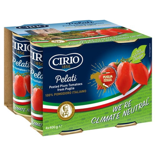 Cirio Peeled Plum Tomatoes 4 x 400g, British Import (Pack of 2)