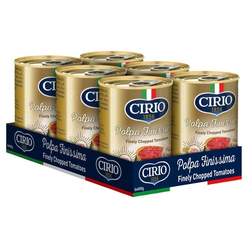 Cirio Polpa Finissima Finely Chopped Italian Tomatoes 6 x 400g, British Import (Pack of 2)