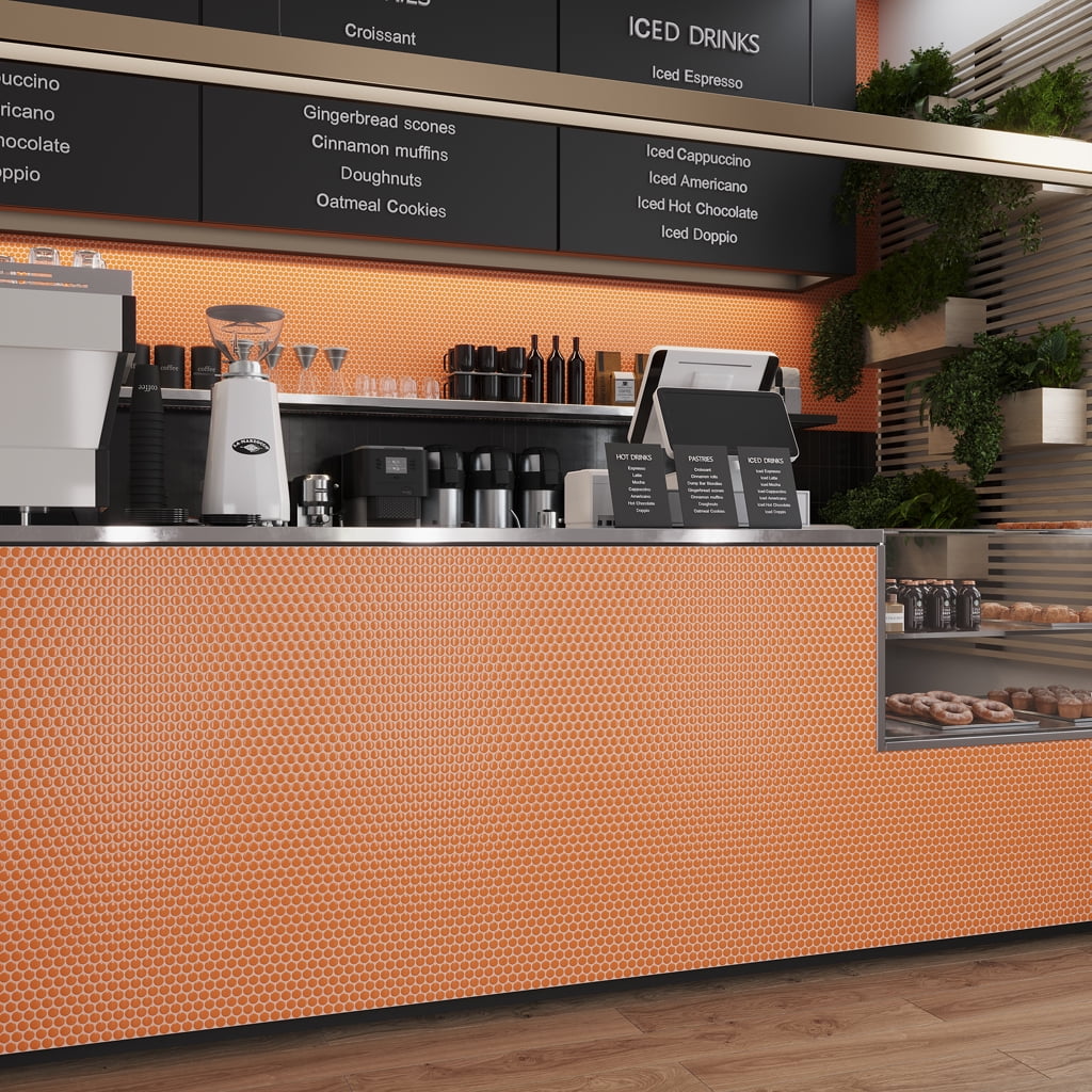 Cirkel 12.4'' Orange Glossy Porcelain Mosaic Tile Sheet