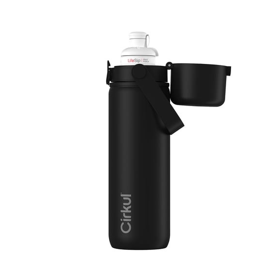 Cirkul 20oz Commuter Bottle, Onyx (Black) with Flavor Cartridge Included (LifeSip Fruit Punch)