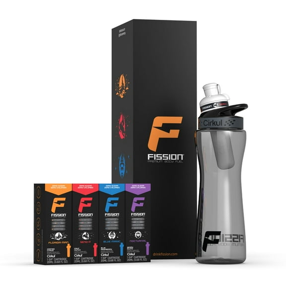 Cirkul 22oz. Plastic Water Bottle Starter Kit with Black Lid, 4 Energy Drink Mix Flavor Cartridges, Zero Calories and No Sugar (Florida Man, Send It, Blue Magic, Nocturnal)