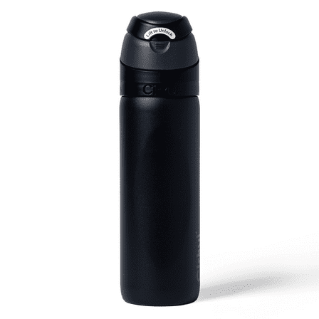 Cirkul 26oz StrawSip Flip Water Bottle, Stainless Steel, Double Wall Insulated, Onyx (Black)
