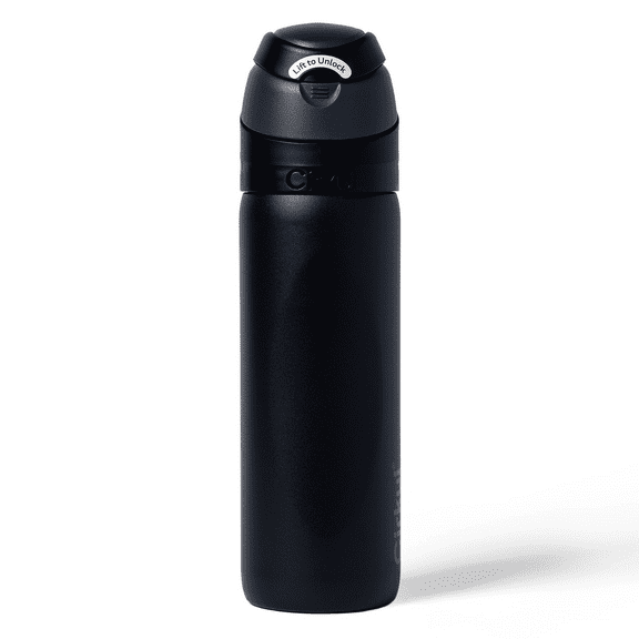 Cirkul 26oz StrawSip Flip Water Bottle, Stainless Steel, Double Wall Insulated, Onyx (Black)