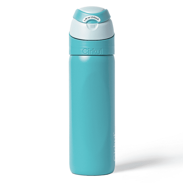 Cirkul 26oz StrawSip Flip Water Bottle, Stainless Steel, Double Wall Insulated, Pacific (Blue)