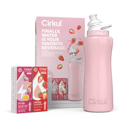 Cirkul 32oz Blush Pink Stainless Steel Starter Kit with Light Pink & White Cirkul Lid 2.0 and 2 Flavor Cartridges Strawberry & Passion Fruit Dragon Fruit