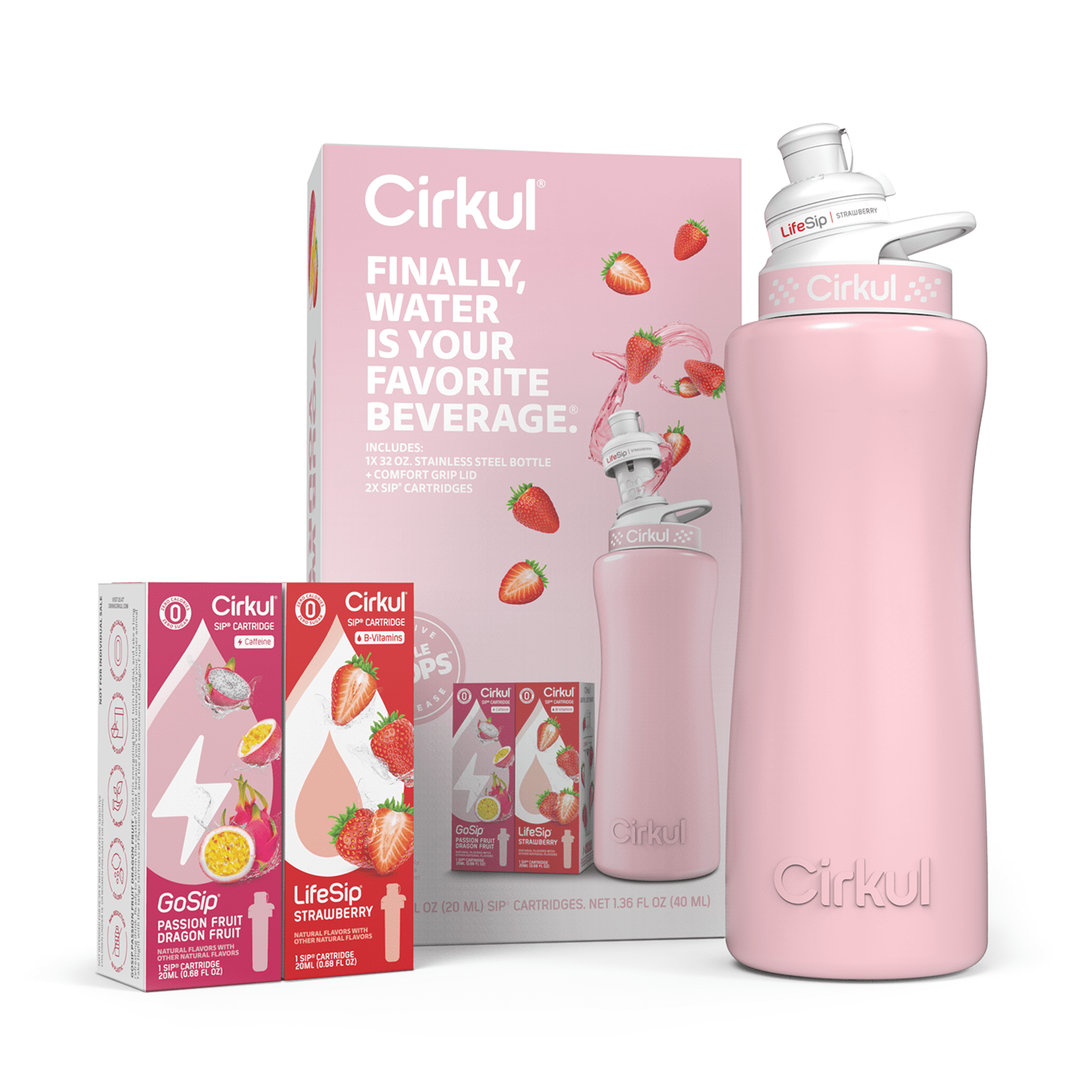 Cirkul 32oz Blush Pink Stainless Steel Starter Kit with Light Pink