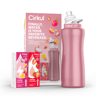 Cirkull 22 oz Plastic Water Bottle Starter Kit with Blue Lid and 2 Flavor  Cartridges (Fruit Punch & Mixed Berry)