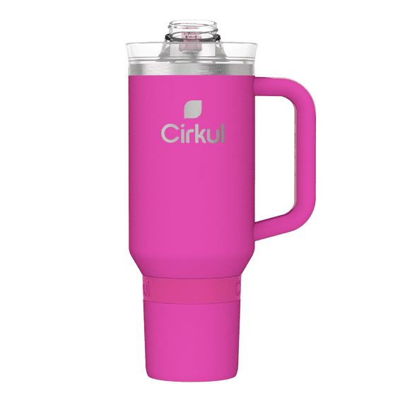 Cirkul 40oz All-Day StrawSip Double-Wall Insulated Stainless Steel Tumbler with Handle, Brink (Bright Pink)