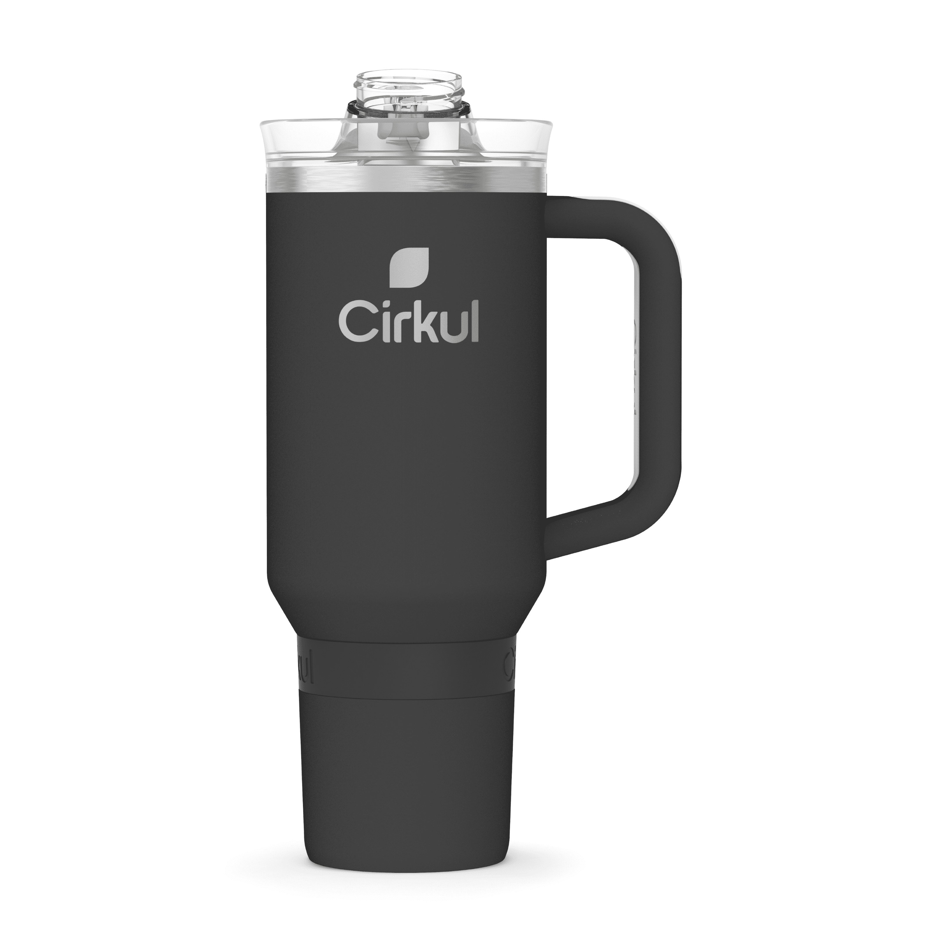 40oz Black Stainless Steel Insulated Travel Tumbler with Handle and Straw