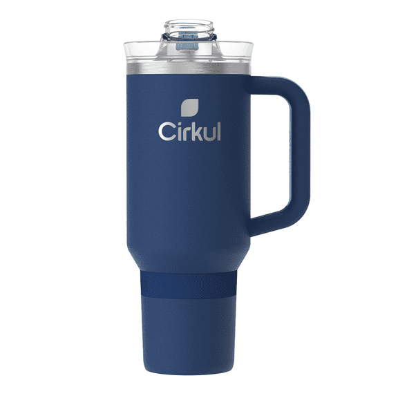Cirkul 40oz All-Day StrawSip Double-Wall Insulated Stainless Steel Tumbler with Handle, Midnight Blue (Dark Blue)