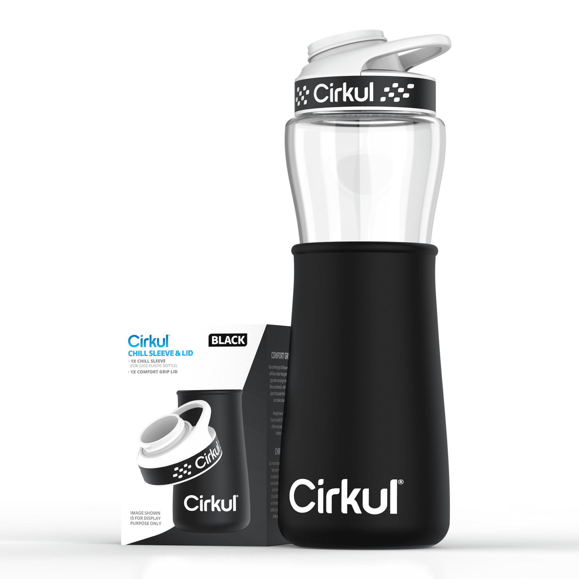 Cirkul Chill Sleeve & Comfort-Grip Lid for 22oz Bottle, Black 